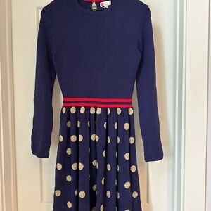 Mini Boden Prussian Blue/Gold Spots Dress 15-16